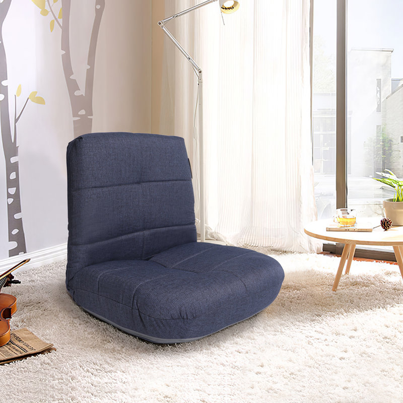 Adjustable 5-positions Padded Floor Gaming Chair With Back Support, Bluish Gray Canvas
