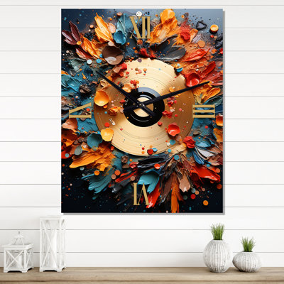 Horloge murale musicale surdimensionnée en vinyle coloré III