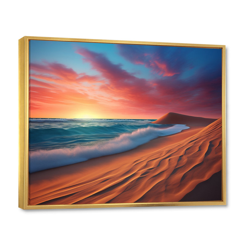 "Coastal Minimalisme" Photo encadrée sur toile, H 12 po x l 20 po x P 1 po, Cadre flottant doré