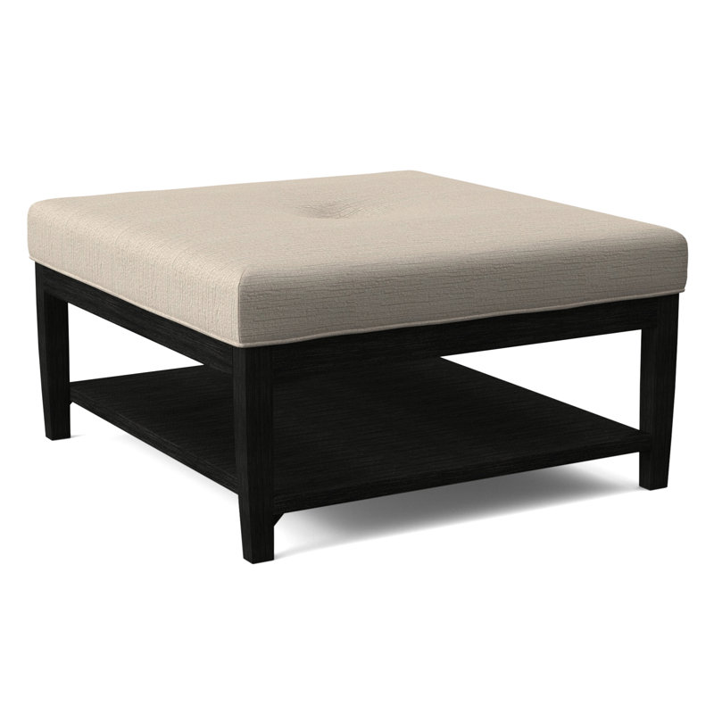 Hammond Square Ottoman, Antique Black Finish, Stone Crypton Performance; 0884-83