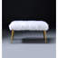 Banc rembourré en fausse fourrure blanche