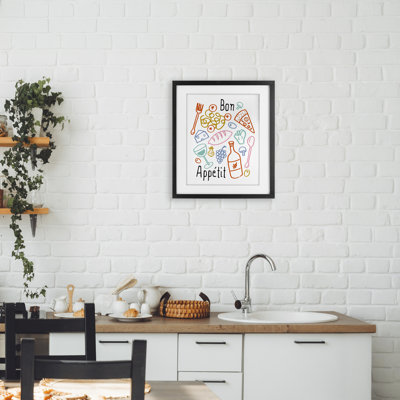 «Bon Appetit», reproduction d'art encadrée sous verre, design par Heather Dutton