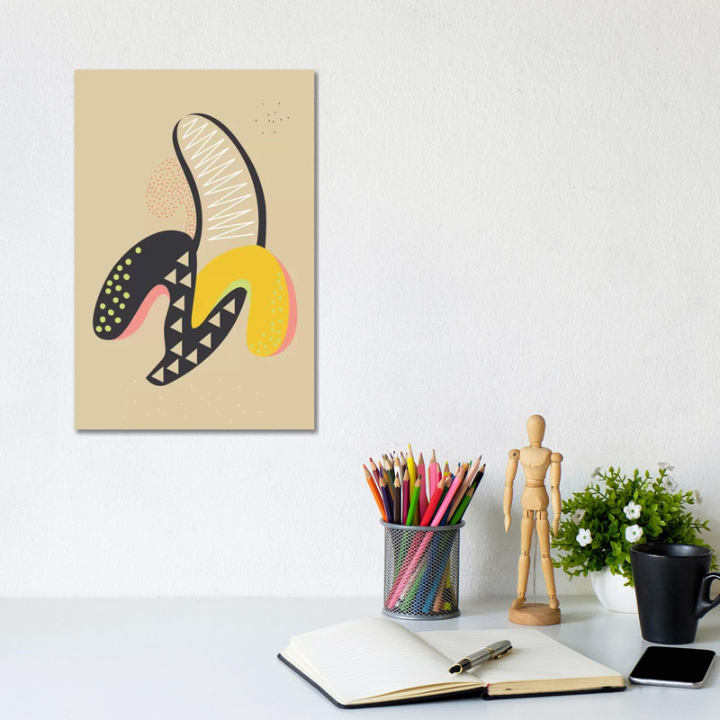 Banana by Flatowl - Wrapped Canvas Print, 20.32 cm H x 30.48 cm W
