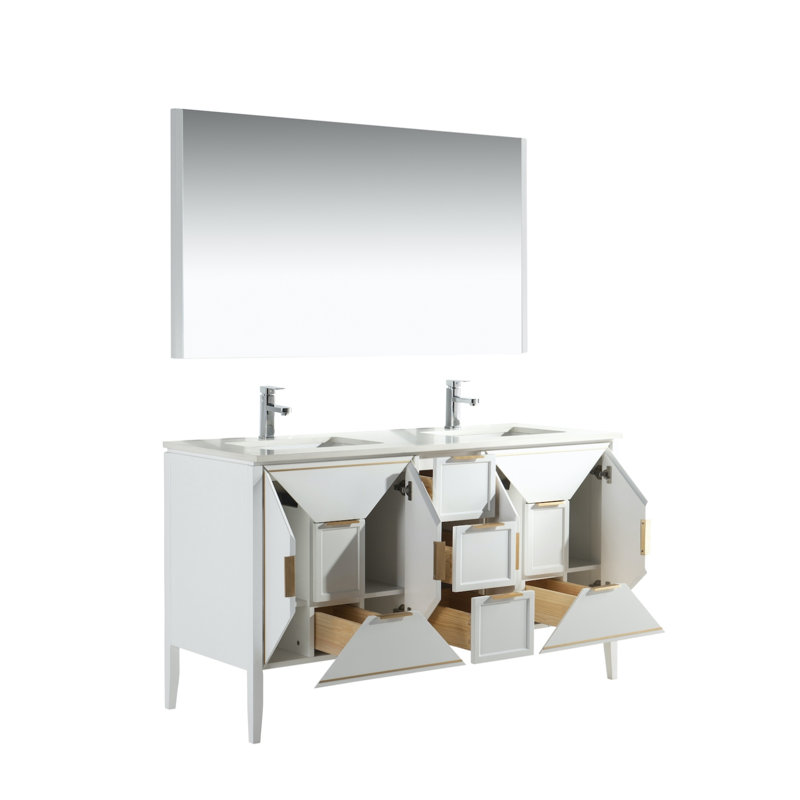Ensemble de meuble-lavabo double 60 po, Blanc
