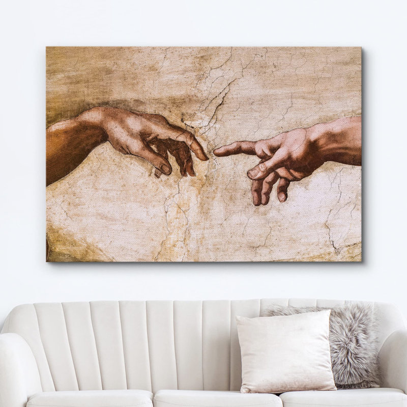 La création d'Adam par Michel-Ange sur toile, H 24 po x l 36 po x P 1,5 po