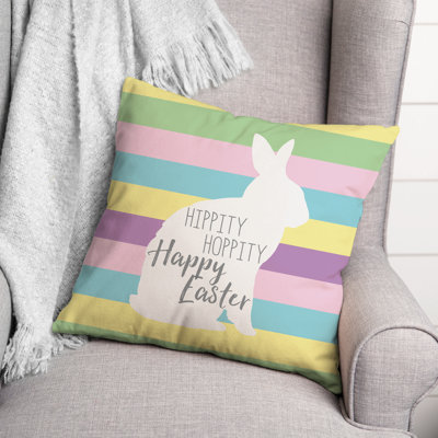 Hippity Hoppity Striped Throw Pillow