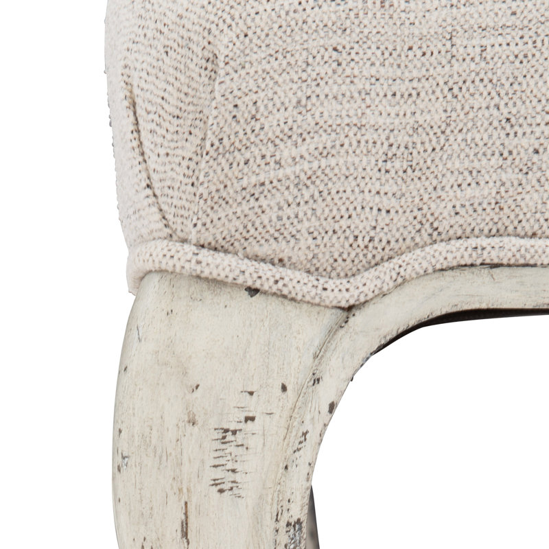 Gray Upholstered Leather Side Chair with Wood Frame