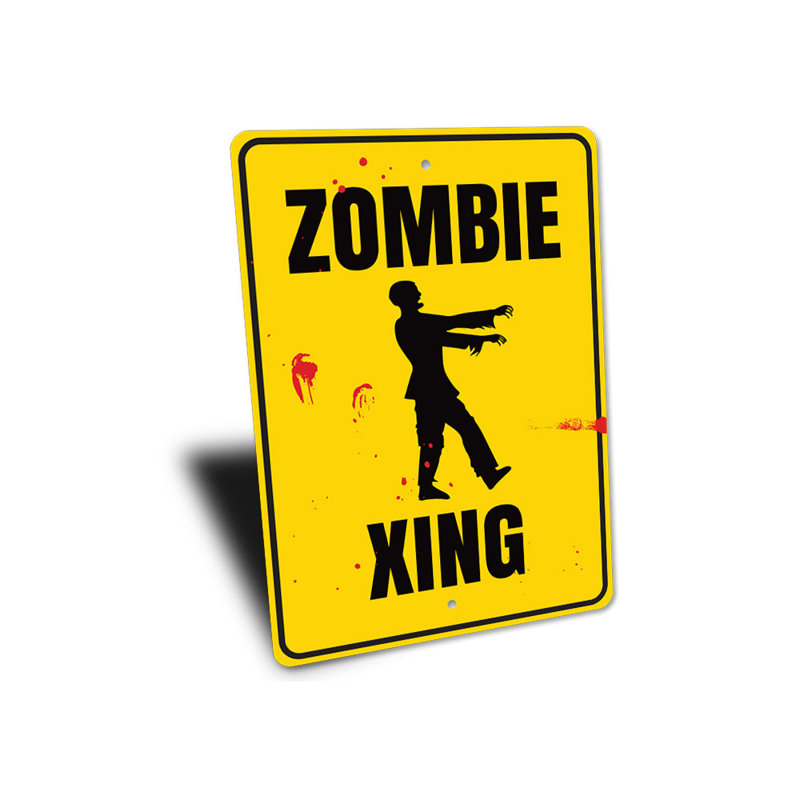 Panneau en aluminium Zombie Crossing, H 18 po x l 12 po x P 0,06 po