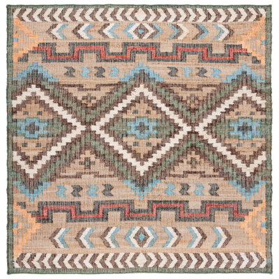 Tapis brun clair en jute tissé à la main Glynda Southwestern