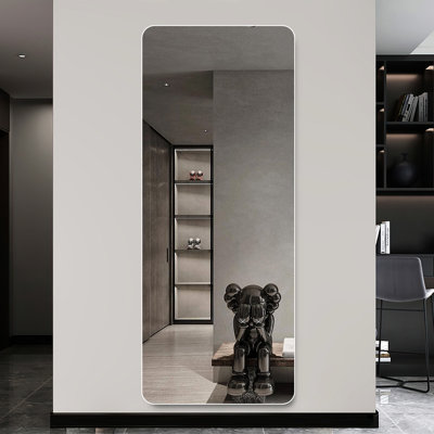 Miroir 60 po x 15 po pour tout le corps - miroir argenté de 5 mm, aluminium, finition arrondie et lisse