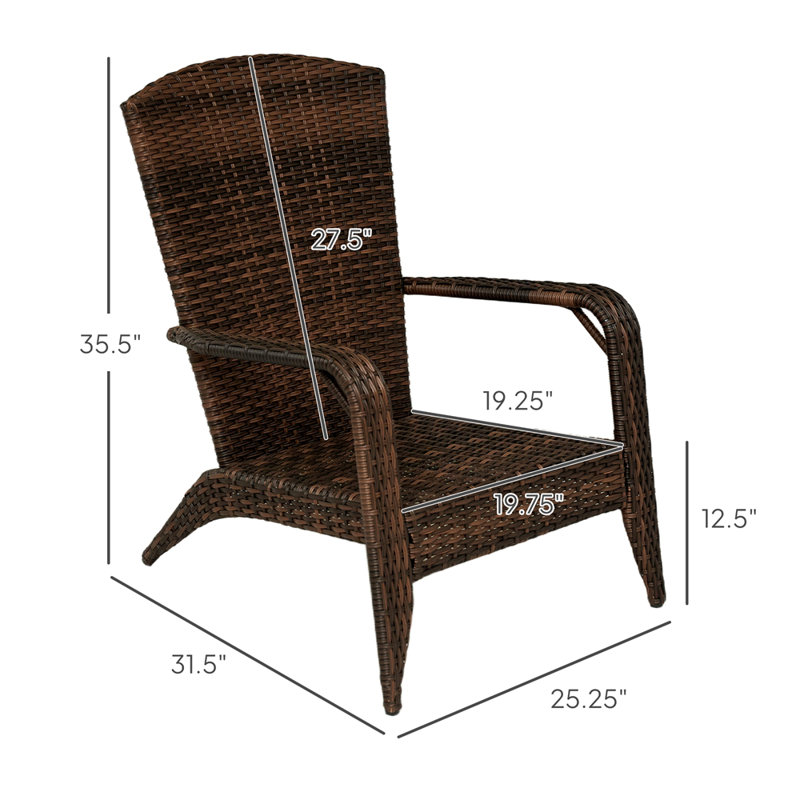 Patio Chair with Rattan Wicker, Soft Cushions, Tall Curved Backrest, Beige, Dark Brown