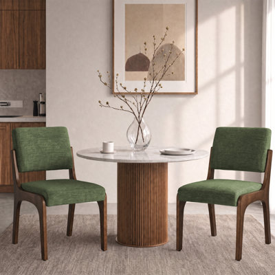 Mid-Century Modern Upholstered Dining Chairs Set of 2, Chenille Kitchen & Dining Room Chairs with Solid Wood Frame, Padded Seat, Modern Chairs for Kitchen, Living Room, Apartment