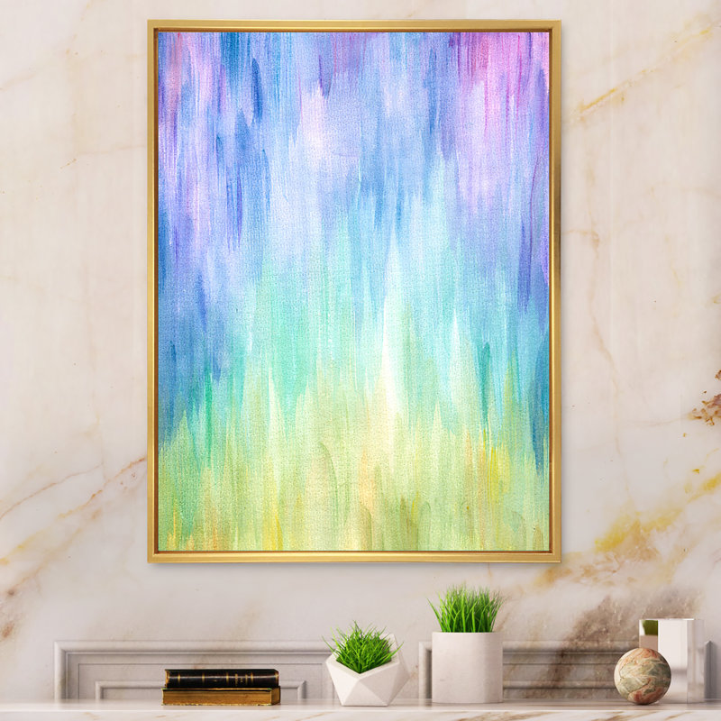 «Living Ink Rainbow», peinture sur toile, H 20 po x l 12 po x P 1 po, Cadre flottant doré