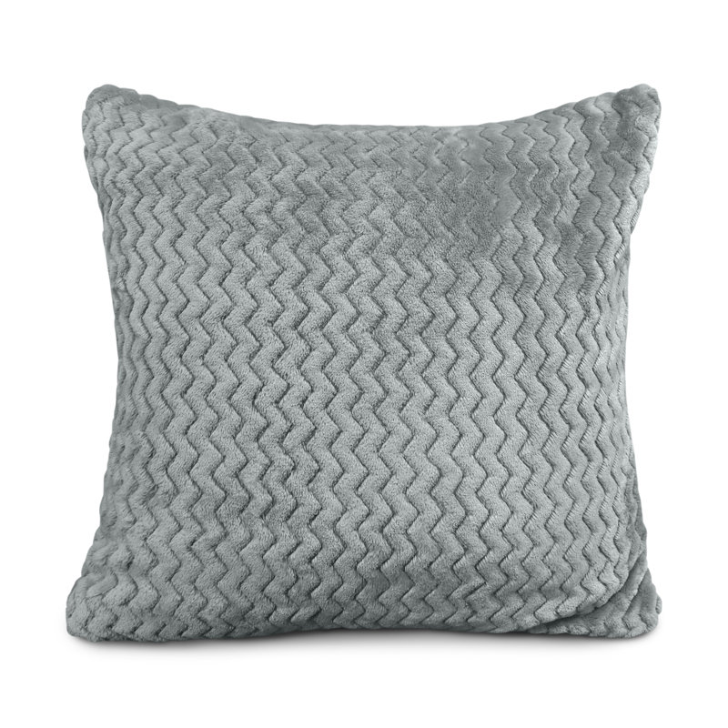 Moneeba Snug Soft Chevron Patterned Mink Moda Plush Cushion, 56cm x 56cm, Silver