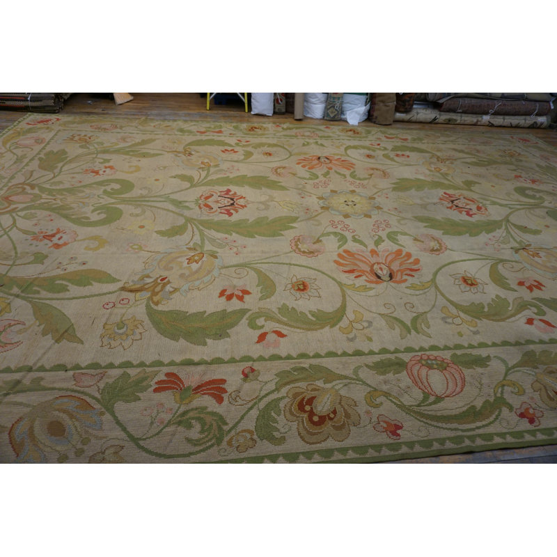 Antique Oversized Portugal Floral, Medallion Stitched Rug
