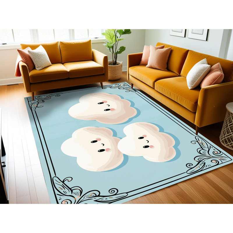 Tapis lavable pour enfant East Urban Home Sky Clouds_Sky013, Rectangulaire 2 pi x 3 pi