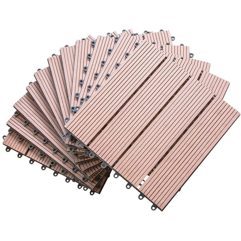Semmes Wood Interlocking Deck Tile in Brown
