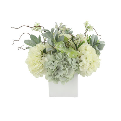 Polysilk Hydrangea Arrangement in Pot