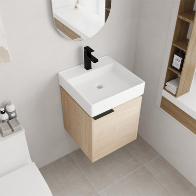 Kedryn 18'' Single Floating Bathroom Vanity with Ceramic Top