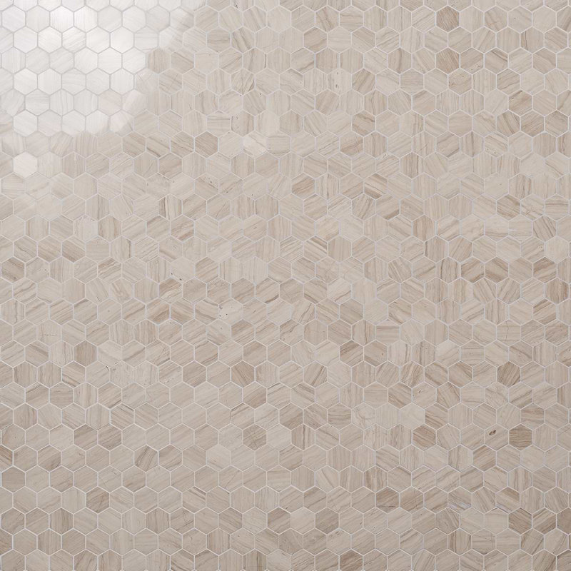 Wooden 2" Hexagon Polished Marble Mosaic Tile