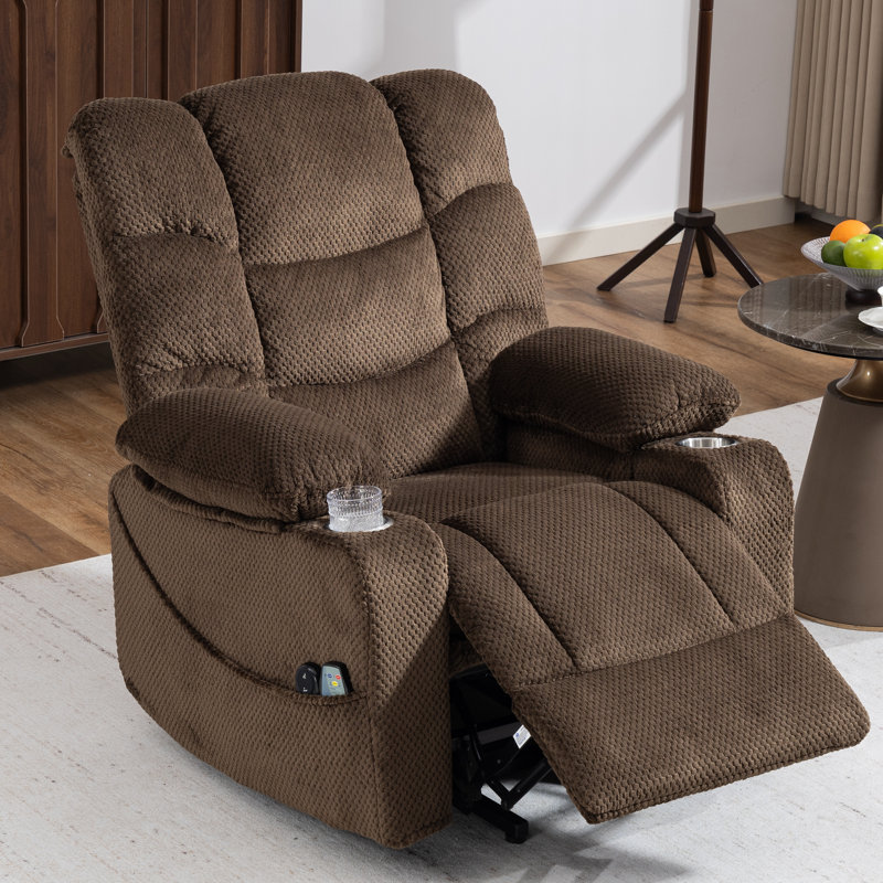 32.7'' Wide Power Lift Recliner Chair With Heat & Massage, Brown