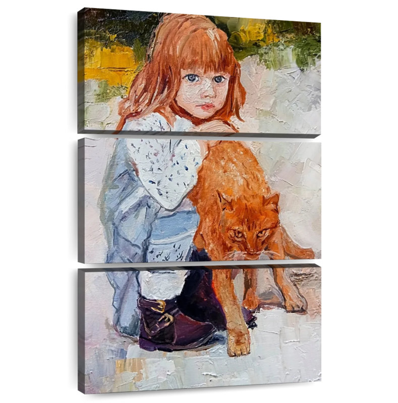 Leisha Girl With Cat, 50" H x 32" W
