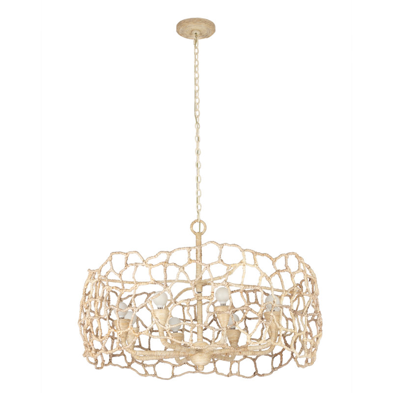 Lustre ivoire chaud 8 lumières (40 watts) Reef 34 po