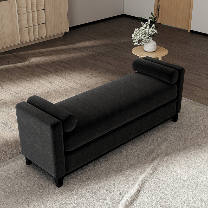 Banc rembourré avec coussins, Noir