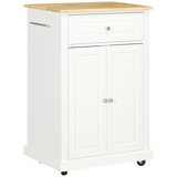 Rolling Kitchen Island Cart, Portable Serving Trolley Table with Drawer, Adjustable Shelf and 2 Towel Racks