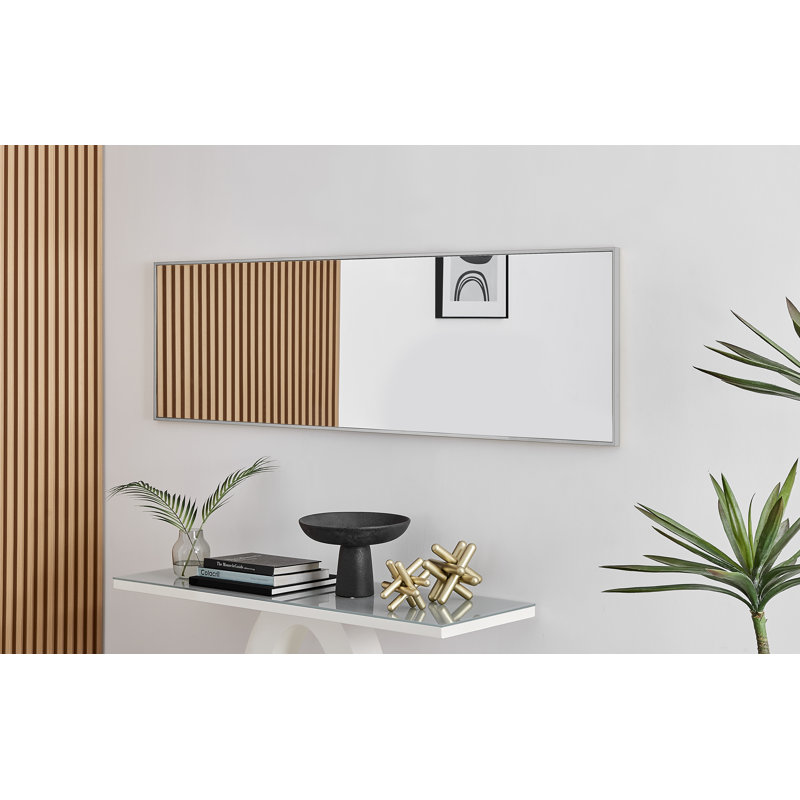 Alcantera Rectangle Metal Frame Wall Mirror Simple and Elegant Modern Design, 170cm H x 50cm W, Silver