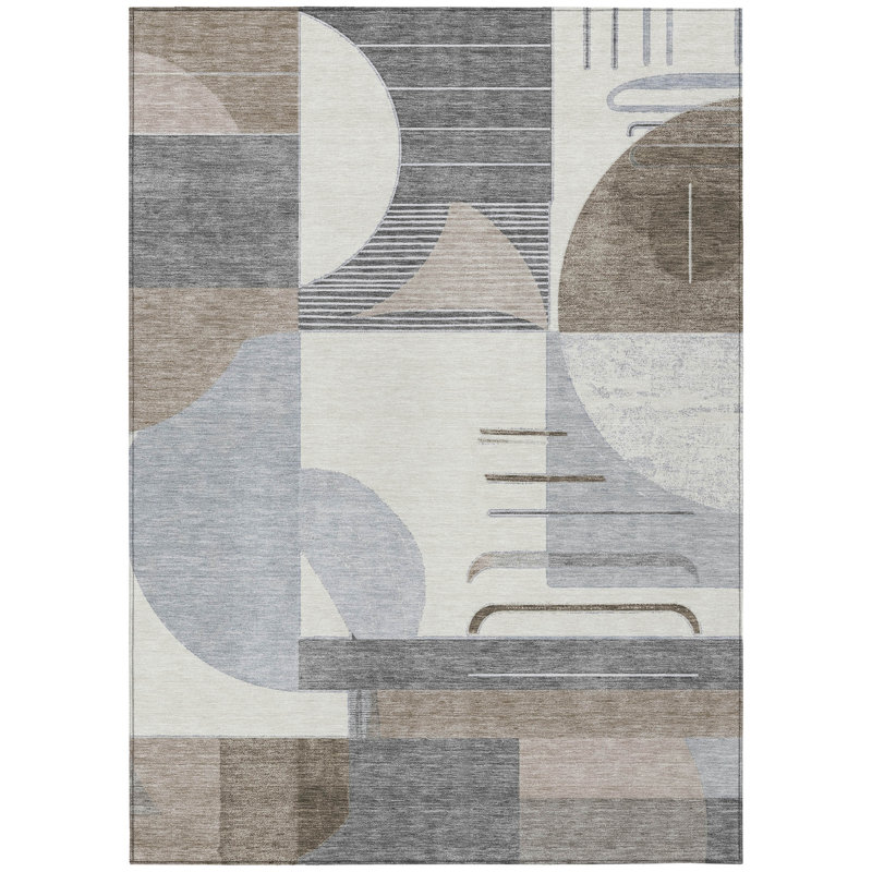 Daeira Brown Washable Indoor-Outdoor Rug - LOOMLAN, 9' x 12'