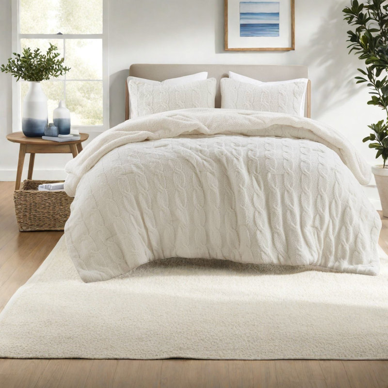 Ensembles de literie pour grand lit douillet en chenille douillette ivoire pour la maison
