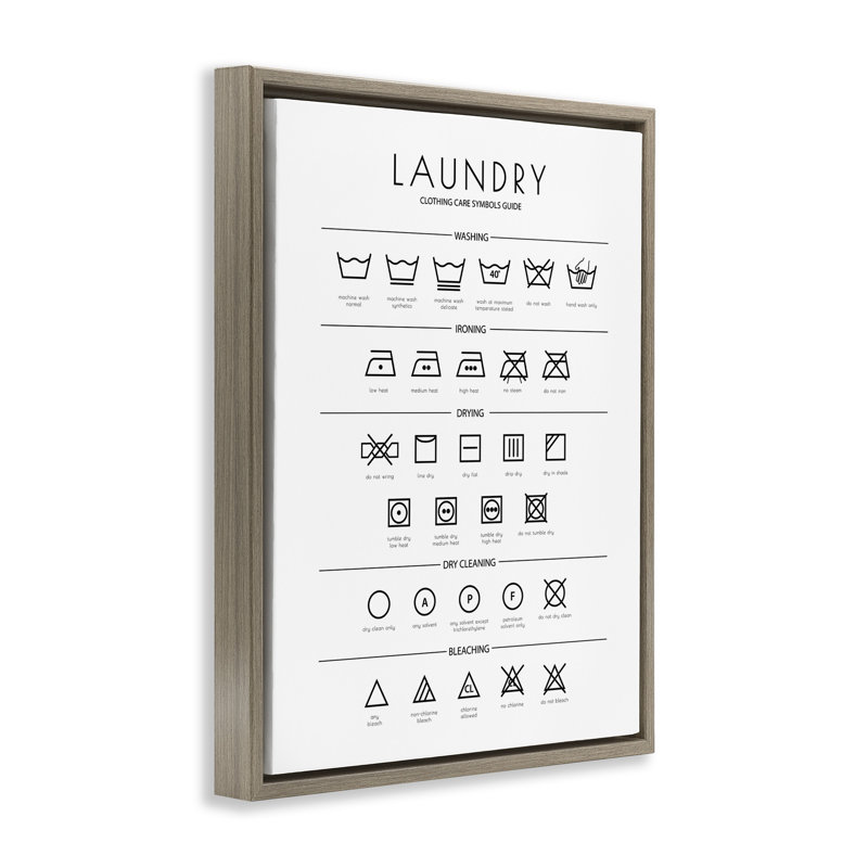 «Minimal Laundry Nettoyage Symbols Grain» par Martina Pavlova, Cadre flottant orme Montalcino, H 21 po x l 17 po