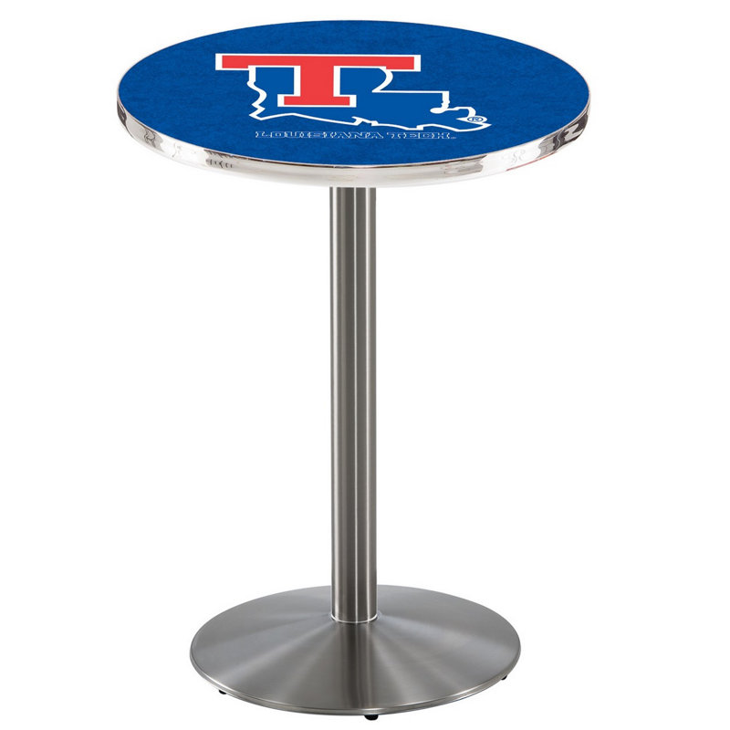 Round Metal Base Dining Table, Stainless Steel, Louisiana Tech University