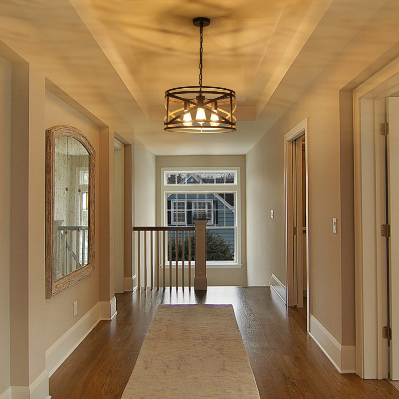 3 - Light Farmhouse Cross - Braced Metal Frame Chandelier