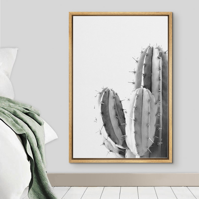 «Black and White Southwest Desert Cactus Modern Botanical», art mural sur toile, H 36 po x l 24 po x P 1,5 po, Brun