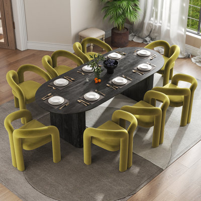 Modern Farmhouse Extendable 59.06" to 90.55" Table Dining Set for 4-8