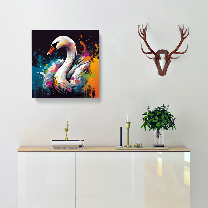 Swan - Wrapped Canvas, 35cm H x 35cm W x 3cm D