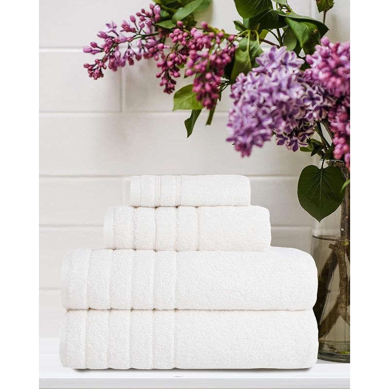 Ensemble de serviettes 100% coton turc Shantae - pièce, moelleux, léger et très absorbant - ensemble de 4, Blanc neige