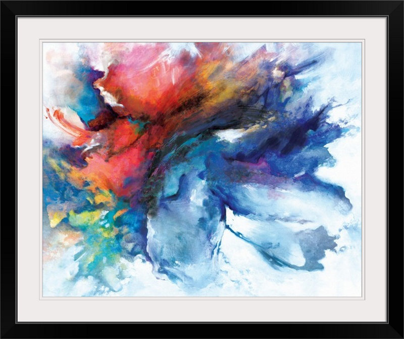 « color burst », reproduction d’art, H 32 po x l 38 po x p 1 po, Cadre noir