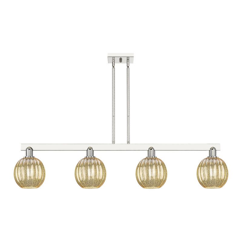 Luminaire suspendu pour îlot 4 lumières Hailsham, Mercure, Nickel poli