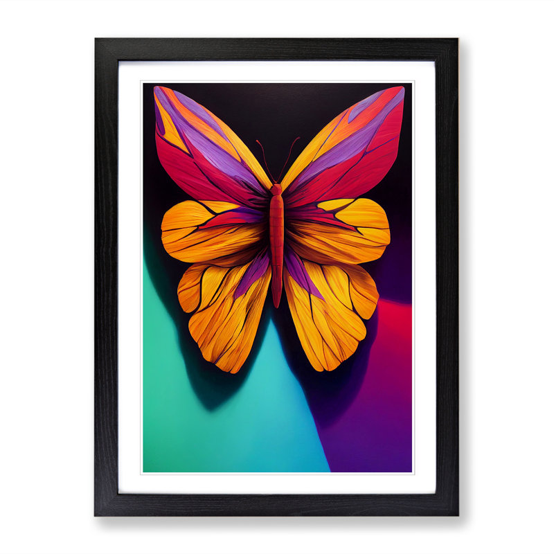 Butterfly Acrylic - Single Picture Frame Print, Black Framed, 64cm H x 46cm W x 2cm D