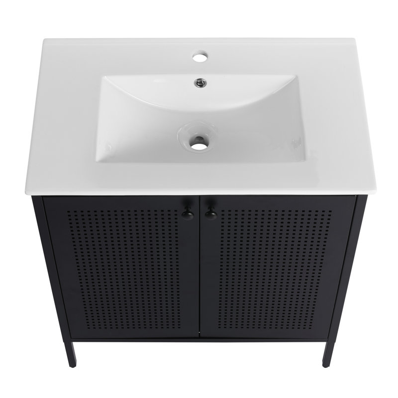 Meuble-lavabo simple 30 po avec plateau en métal Kiauna