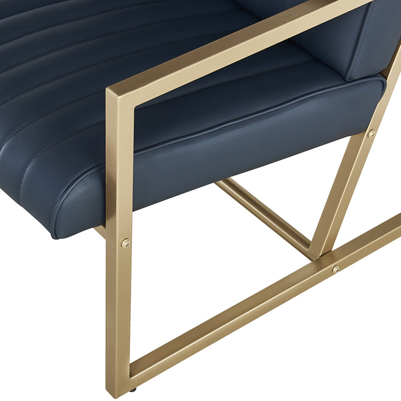 Fauteuil Everdeen, Similicuir noir, Doré