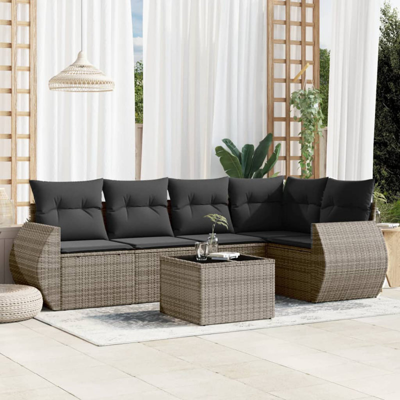  Ensemble de canapé de jardin gris, Gris, Gris foncé