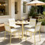 Lot de 4 chaises d'été modernes à rayures colorées, capacité de 150 kg, assise en polypropylène imperméable et structure métallique robuste, chaises de salle à manger d'intérieur et d'extérieur pour terrasse, balcon, café, blanc et vert