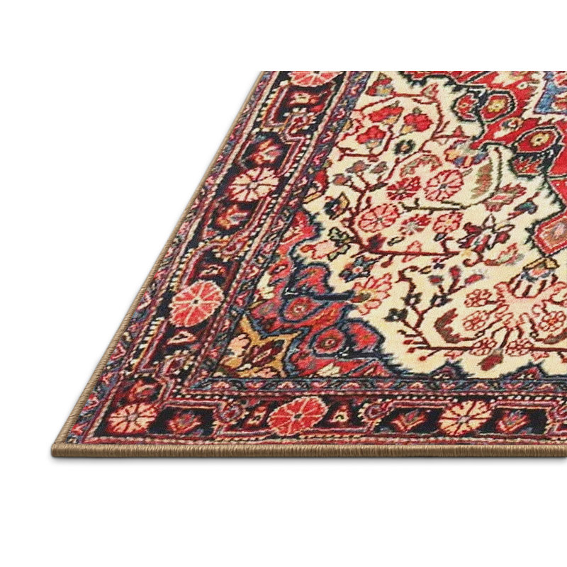 Tapis mehroon/jaune traditionnel Thies, Rectangle 2 pi x 5 pi