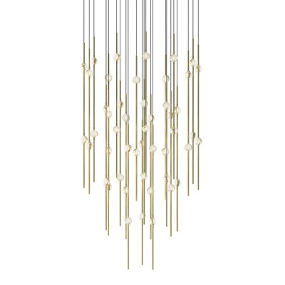 Constellation - Aries 25" Round LED Pendant - Satin Nickel Fixture - Clear Faceted Acrylic Shade - 3000K - 120" Cable