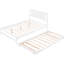 Lit plateforme blanc avec lit gigogne réglable en bois de pin et taille combinée faite de matériaux solides-615807145
