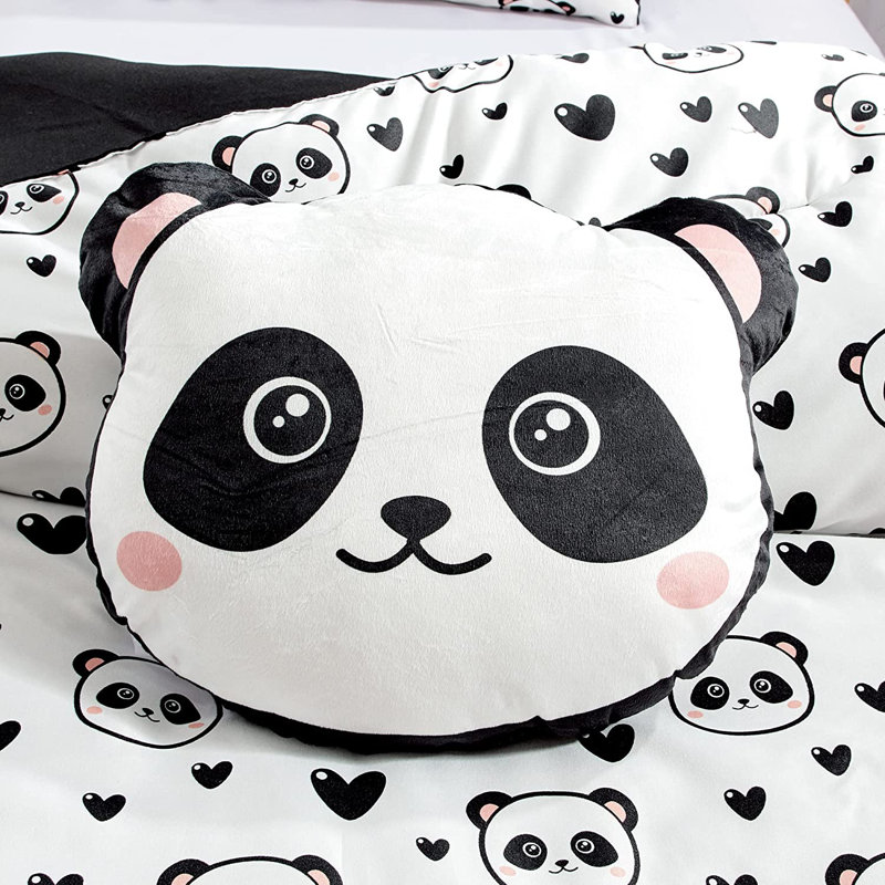 Panda Love Hearts Kids/Teens Microfiber Comforter Set, Lit simple